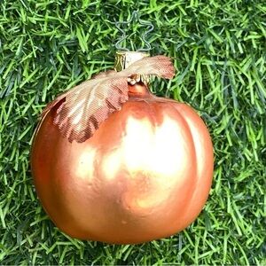 Vintage Orange Pumpkin w Leaf Old World Christmas Inge-Glas Christmas Ornament